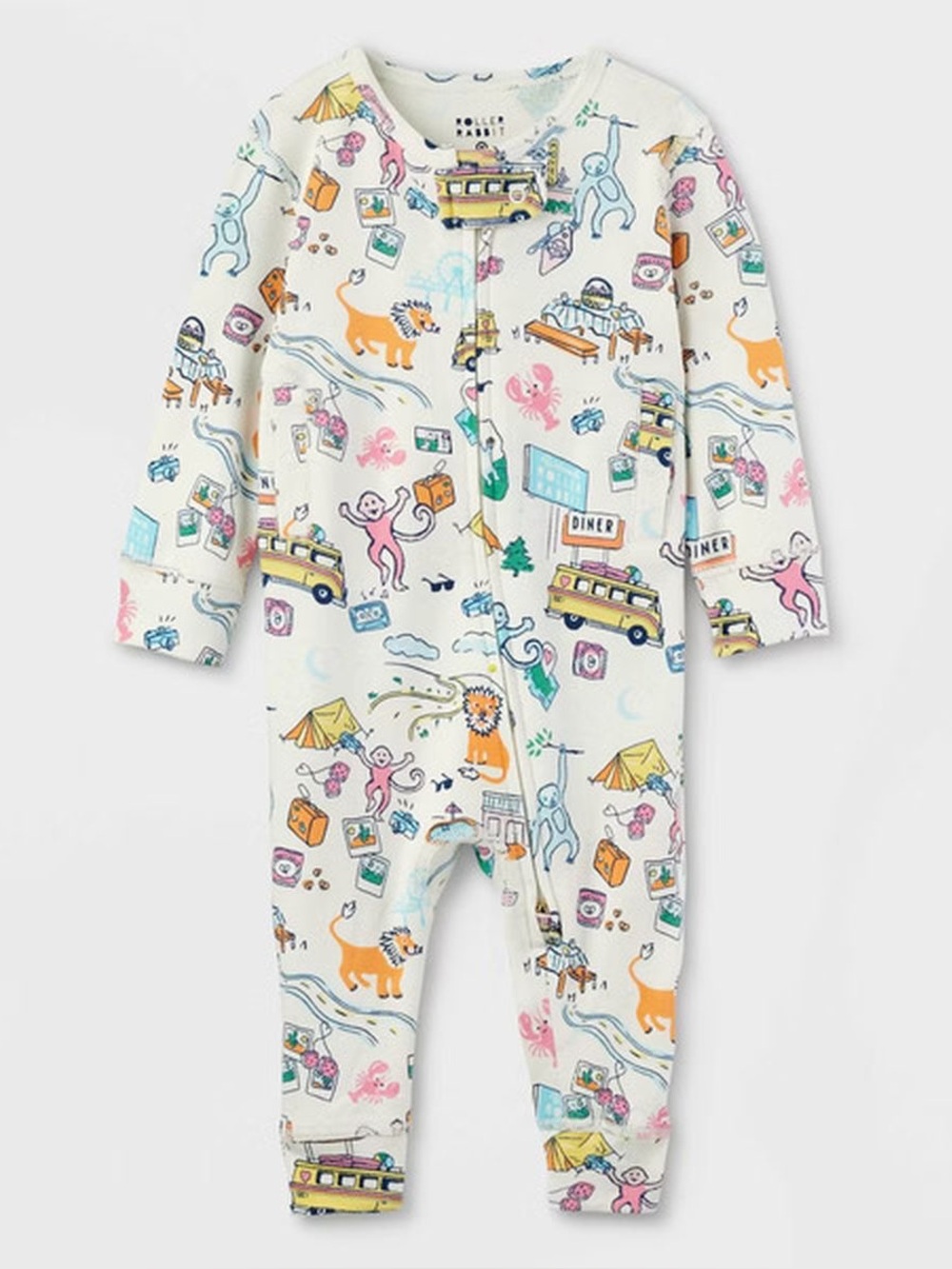 Roller Rabbit Target Baby Adaptive Roadtrip Bodysuit, 6-9M Blue/Yellow/Pink New